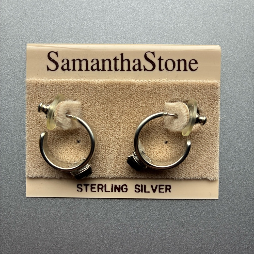 Samantha Stone Sterling Silver Hoop Earrings